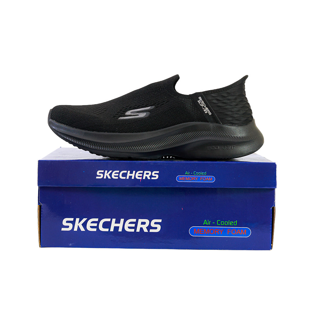 SKECHERS SLIP-INS BIG SIZE MIRROR ALL BLACK - 4392